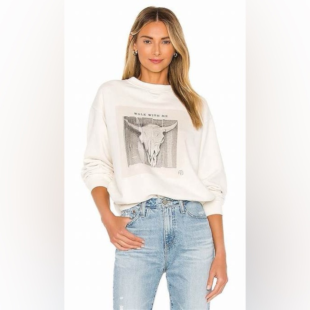 Anine Bing Cream Graphic Sweatshirt